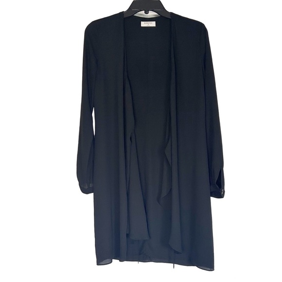 Babaton Black Sheer Tie Front Long Sleeve Flowy Boho Cardigan Duster Blouse - Picture 4 of 10